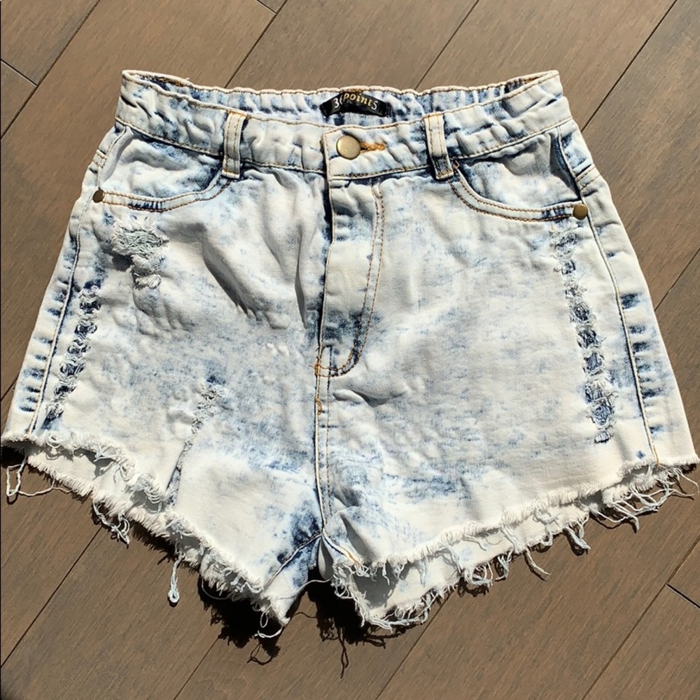 36point5 Distressed High Waisted Denim Shorts - S